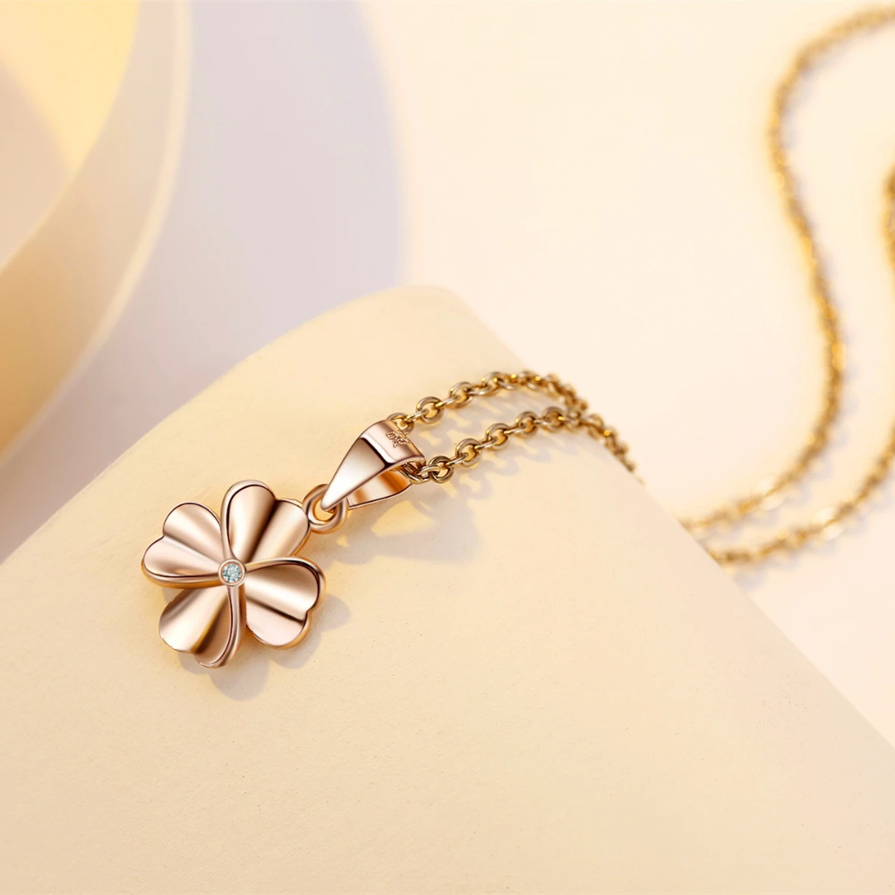 Rose Gold Hearts Clover Necklace - Image 5