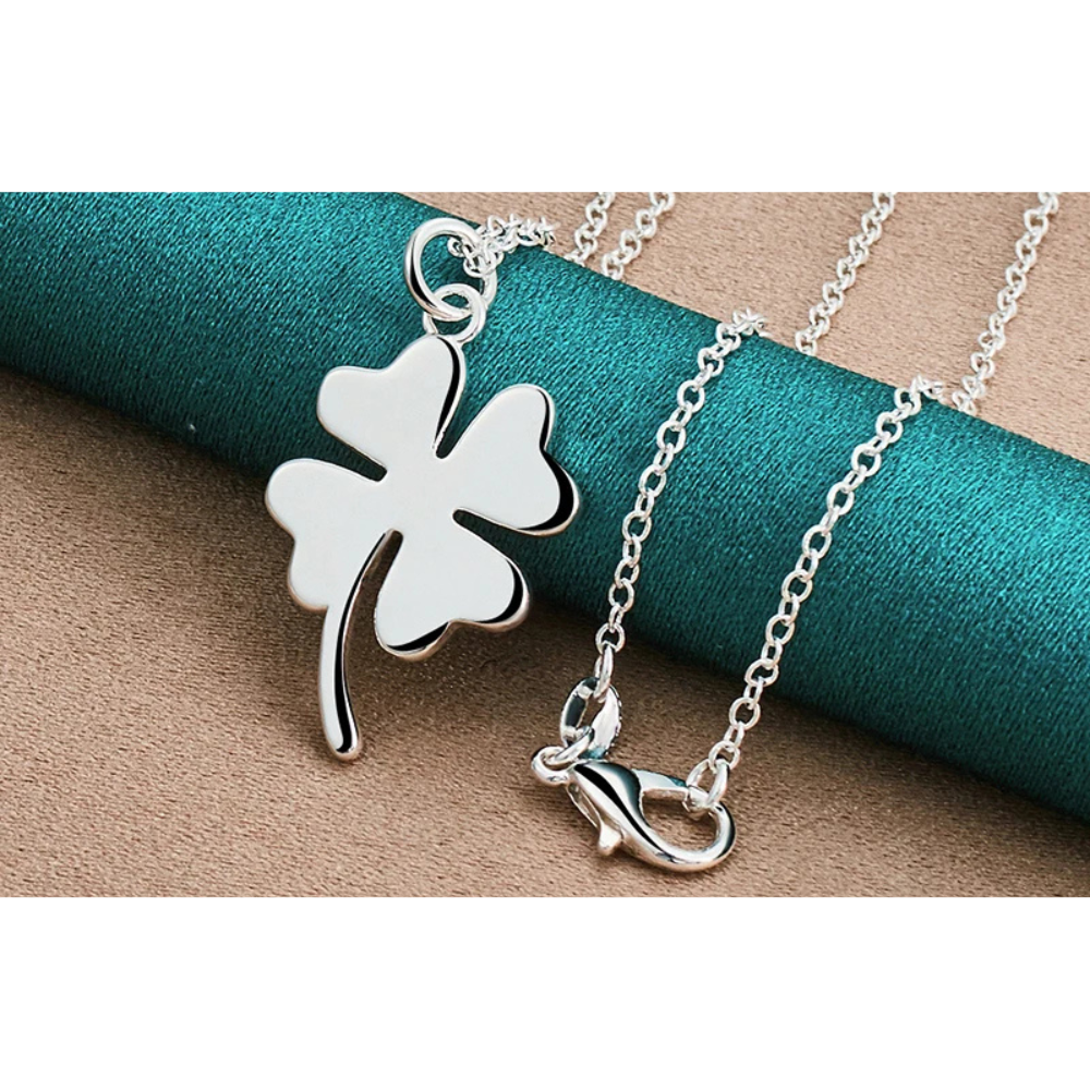 Simple Silver Clover Necklace - Image 4
