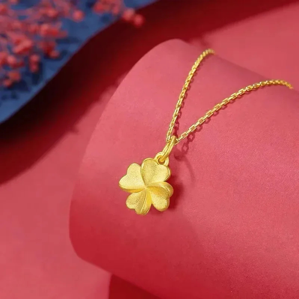 Yellow Gold Clover Necklace - Image 3