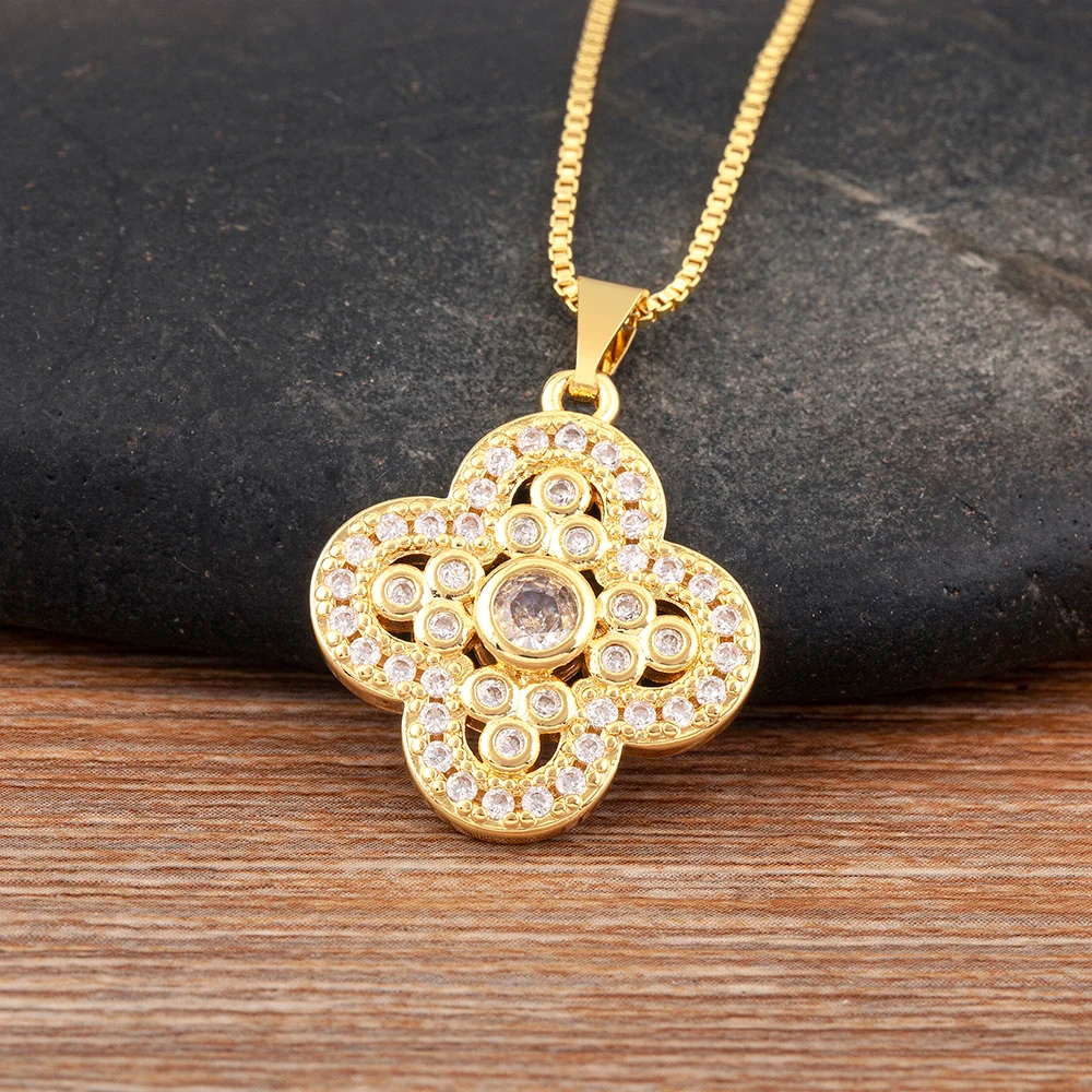 Gold and Diamond Clover Necklace - Image 6