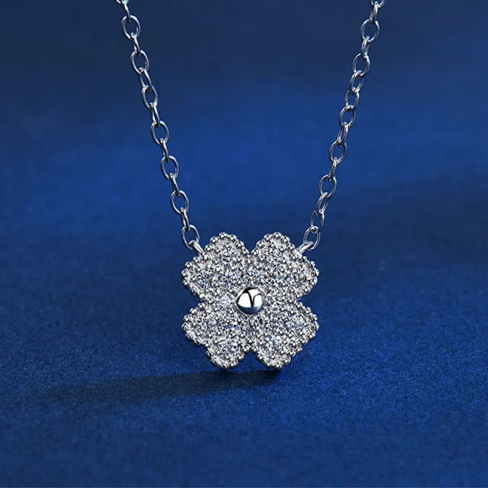 Silver Four Leaf Clover Necklace - Image 3