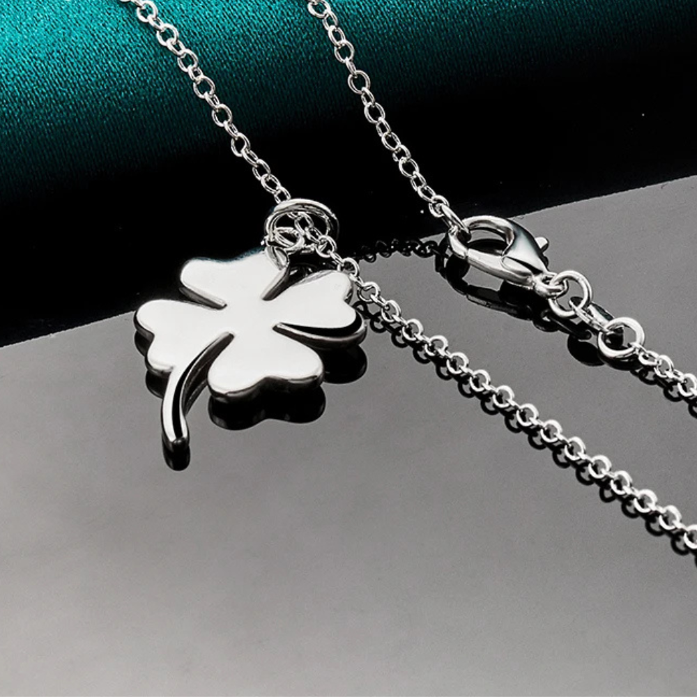 Simple Silver Clover Necklace - Image 3