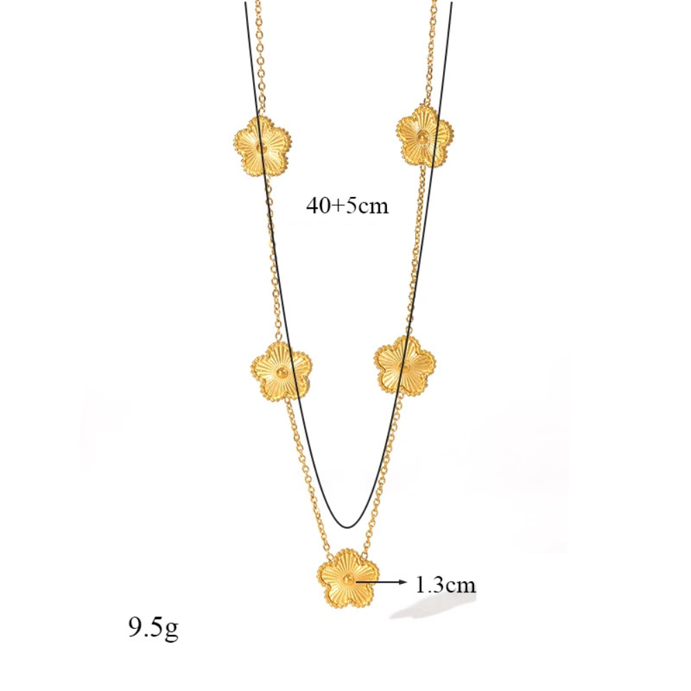 Five Clover Gold Necklace - Image 5