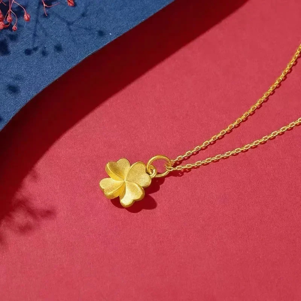 Yellow Gold Clover Necklace - Image 5