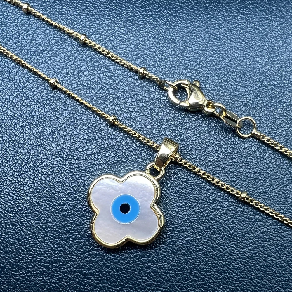 Blue Eye Clover Necklace - Image 3