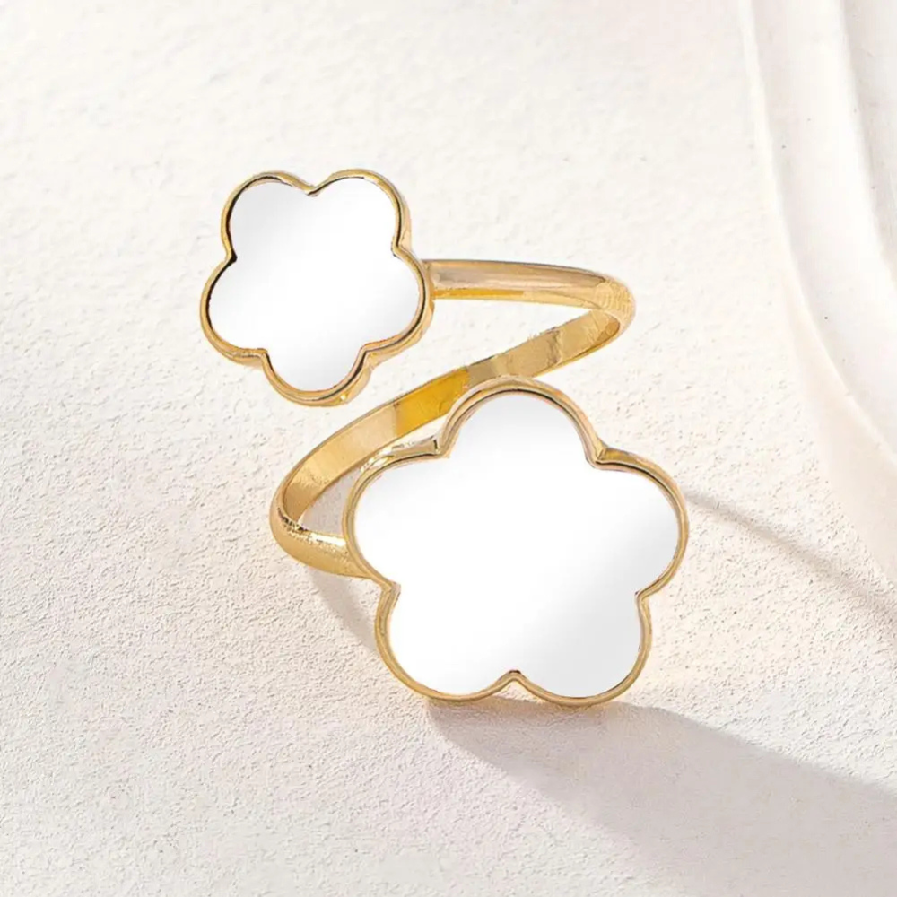 Double Clover Mother of Pearl Ring - Image 7
