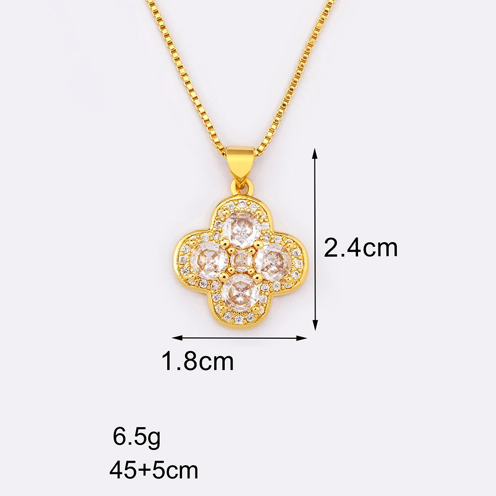 Gold and Diamond Clover Necklace - Image 5